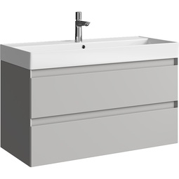 Тумба с раковиной Aqwella Geometria 100 серый туман 2 ящика