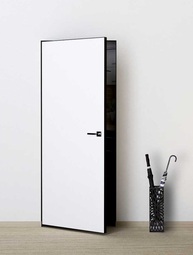 Скрытая дверь невидимка Invisible под покраску с алюминиевой черной кромкой тип 1/2 левая