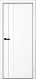 Межкомнатная дверь Flydoors Neo 02 эмалит белый ДГ молдинг черный кромка черная