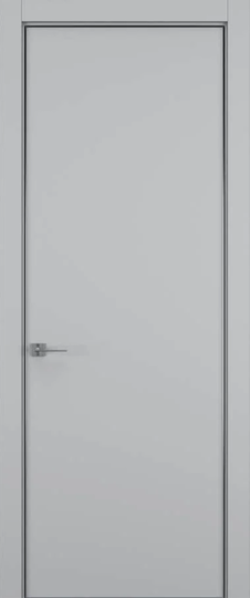 Межкомнатная дверь Hausdoors Минимализм 1 Шеллак серый ДГ кромка матовый хром 4 стороны