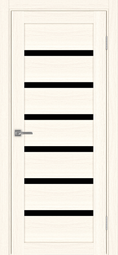 Межкомнатная дверь OPorte Турин 507 Ясень светлый стекло лакобель черное