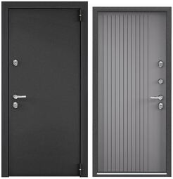 Дверь входная стальная Торэкс Snegir Pro Темно-серый букле графит/ПВХ Гриджио S60-L1