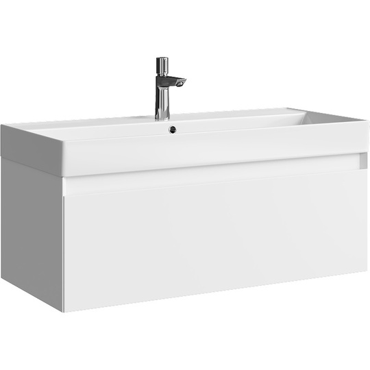 Тумба с раковиной Aqwella Geometria 100 белая матовая