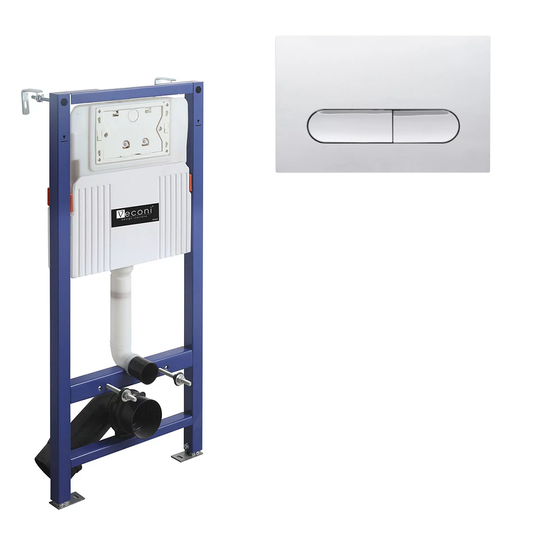 Инсталляция Veconi Frame V600 с кнопкой Flush V3 хром глянец